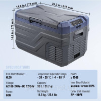 Vevor 311364 Автомобільний холодильник, 12V автомобільний холодильник, 30L портативний однозонний морозильник з вбудованим
