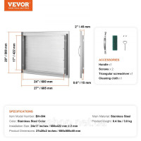 Vevor 311455 Двері для доступу до барбекю, 685 x 508 мм, одинарні двері для зовнішньої кухні, двері з нержавіючої сталі, Vevor 311455 Двері для доступу до барбекю, 685 x 508 мм, одинарні двері для зовнішньої кухні, двері з нержавіючої сталі,