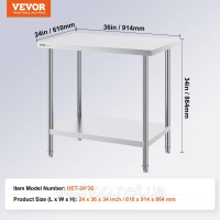 Vevor 311642 Стіл робочо-підготовчий Стіл торговий робочий 610х914х864мм Vevor 311642 Стіл робочо-підготовчий Стіл торговий робочий 610х914х864мм