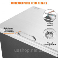 Vevor 312028 Льодоохолоджувач Drop-in Ice Chest, контейнер для льоду, нержавіюча сталь, 82,6 л, 710x406x437 мм Vevor 312028 Льодоохолоджувач Drop-in Ice Chest, контейнер для льоду, нержавіюча сталь, 82,6 л, 710x406x437 мм