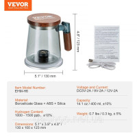 Vevor 312082 Воднева чашка, 400 мл генератор водню, портативна машина для іонізації водню з технологією SPE & Бездротова зарядна