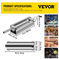Vevor 312232 Наповнювач для ковбас 7 л М'ясорубка Ковбасна машина Наповнювач для ковбас Горизонтальний розпилювач для ковбас з