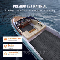 Vevor 313210 Підлогове покриття для човнів, палуба для човна з піни EVA, 2400 x 600 x 6 мм, неслизьке, самоклеюче підлогове