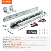 Vevor 313223 6x направляючі для шухляд 467 x 61 x 54 мм Висувні направляючі 45,4 кг (статичні)/36,3 кг (динамічні) Направляючі для