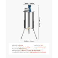 Vevor 313836 Електрична медогонка, 3-рамкова тангенціальна медогонка Vevor 313836 Електрична медогонка, 3-рамкова тангенціальна медогонка