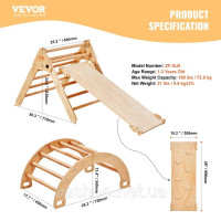 Vevor 314698 Pikler Трикутник Набір 5 в 1 Монтессорі Іграшка для лазіння Toddlers Wood