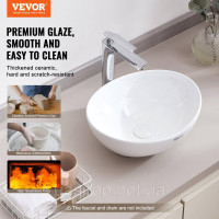 Vevor 315833 Керамічний умивальник Modern Раковина для ванної кімнати на стільницю 409x341x144 мм овальна