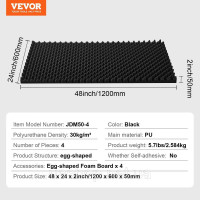 Vevor 316076 Піноакустичні панелі 4шт 1200х600х50мм акустичні панелі звукоізоляція Vevor 316076 Піноакустичні панелі 4шт 1200х600х50мм акустичні панелі звукоізоляція