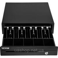Vevor 315205 Грошова шухляда, квадратна, 33 см, 3 способи розблокування, роз'єм RJ11/RJ12, 4 відділення для купюр та 5 відділень Vevor 315205 Грошова шухляда, квадратна, 33 см, 3 способи розблокування, роз'єм RJ11/RJ12, 4 відділення для купюр та 5 відділень