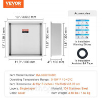 Vevor 315398 Настінна ніша 10x33.02x33.02см Душова ніша Ніша з нержавіючої сталі Одношарова 100% водонепроникна Установка ніші Vevor 315398 Настінна ніша 10x33.02x33.02см Душова ніша Ніша з нержавіючої сталі Одношарова 100% водонепроникна Установка ніші