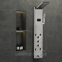 Vevor 315409 Душова панель, 6 режимів душу, світлодіодна та екранна душова панель, дощ, водоспад, 5 масажних форсунок, вилив для