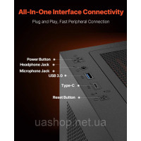 Vevor 316604 Геймерський корпус для ПК, корпус mid-tower, ATX, 6x 120 мм, PWM, ARGB, ATX/M-ATX/ITX
