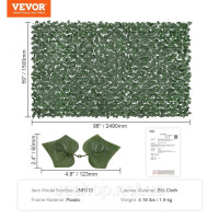 Vevor 317872 Огорожа з плюща, 1500 x 2490 мм, рослинна стіна, зелена огорожа з плюща з посиленим з'єднанням, штучні живоплоти з Vevor 317872 Огорожа з плюща, 1500 x 2490 мм, рослинна стіна, зелена огорожа з плюща з посиленим з'єднанням, штучні живоплоти з