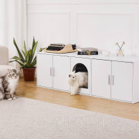 Vevor 318115 котячий туалет кошачий лоток тумба тумба котяча 1,47х0,46х0,45м білий Vevor 318115 котячий туалет кошачий лоток тумба тумба котяча 1,47х0,46х0,45м білий