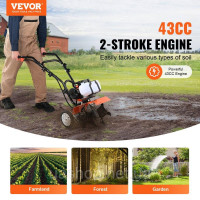Vevor 318149 Садовий культиватор 43CC потужність газовий потужність культиватора 300мм ширина захвату потужність культиватора