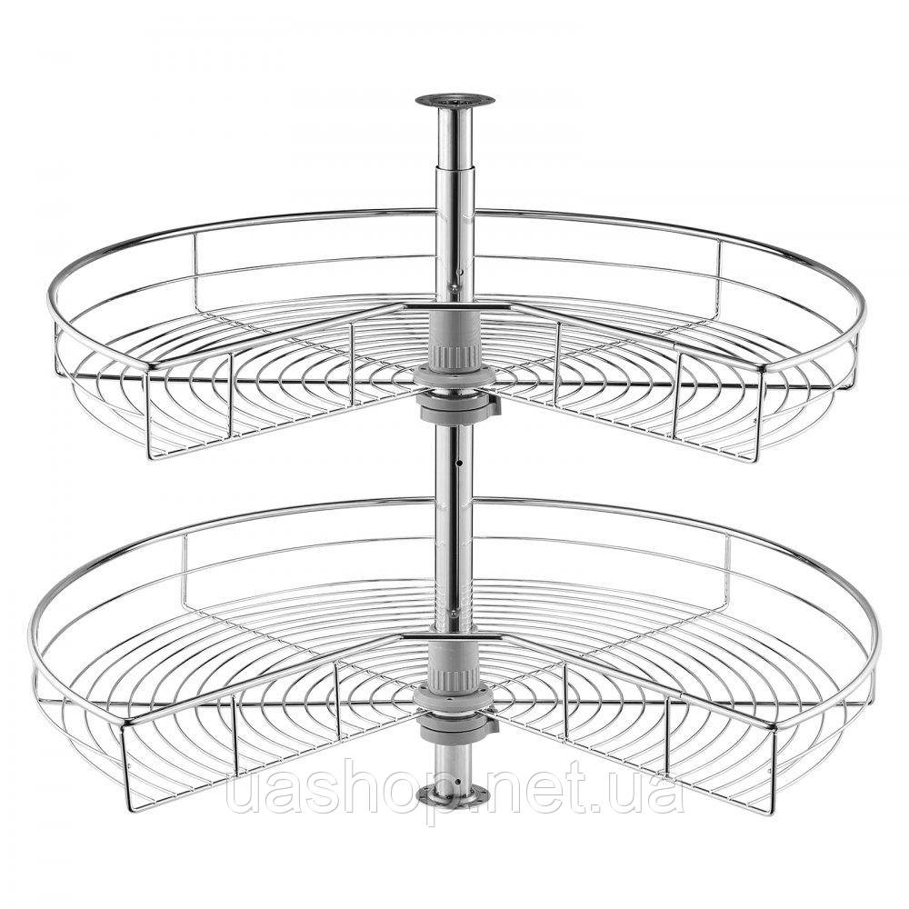 Vevor 312575 2-рівневий хромований кутовий органайзер Lazy Susan Spice Rack у формі нирки