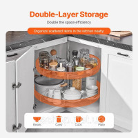 Vevor 312575 2-рівневий хромований кутовий органайзер Lazy Susan Spice Rack у формі нирки