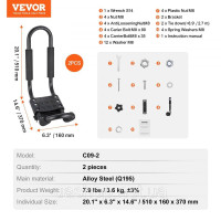Vevor 310050 Багажник для каяка, 1 пара J-Bar, м'який багажник на дах, верхнє кріплення, багажник для каяка, дошки для серфінгу,