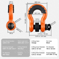 Vevor 310148 E 2 Spack 3/4 дюйма D-кільця вигнута з 7/8 дюймовим гвинтовим олівцем опору 28500 кг Vevor 310148 E 2 Spack 3/4 дюйма D-кільця вигнута з 7/8 дюймовим гвинтовим олівцем опору 28500 кг