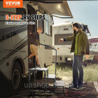 Vevor 310319 Сходинки для автодома, 3-ступінчасті сходинки для автодома, вантажопідйомність 200 кг, Потовщена вуглецева сталь, з