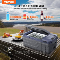 Vevor 311350 Портативний автомобільний холодильник з морозильною камерою 15 л, однозонний автомобільний будинок Vevor 311350 Портативний автомобільний холодильник з морозильною камерою 15 л, однозонний автомобільний будинок