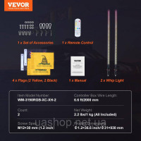 Vevor 310787 2 шт. Ліхтар-хлист 91 см, світлодіодний ліхтар-хлист із застосунком та радіочастотним пультом дистанційного