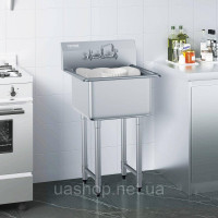 Vevor 311789 Мийка Commercial Utility & Prep Мийка на 1 відділення з нержавіючої сталі задня панель