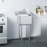 Vevor 311791 Мийка Commercial Utility & Prep Мийка на 1 відділення з нержавіючої сталі задня панель