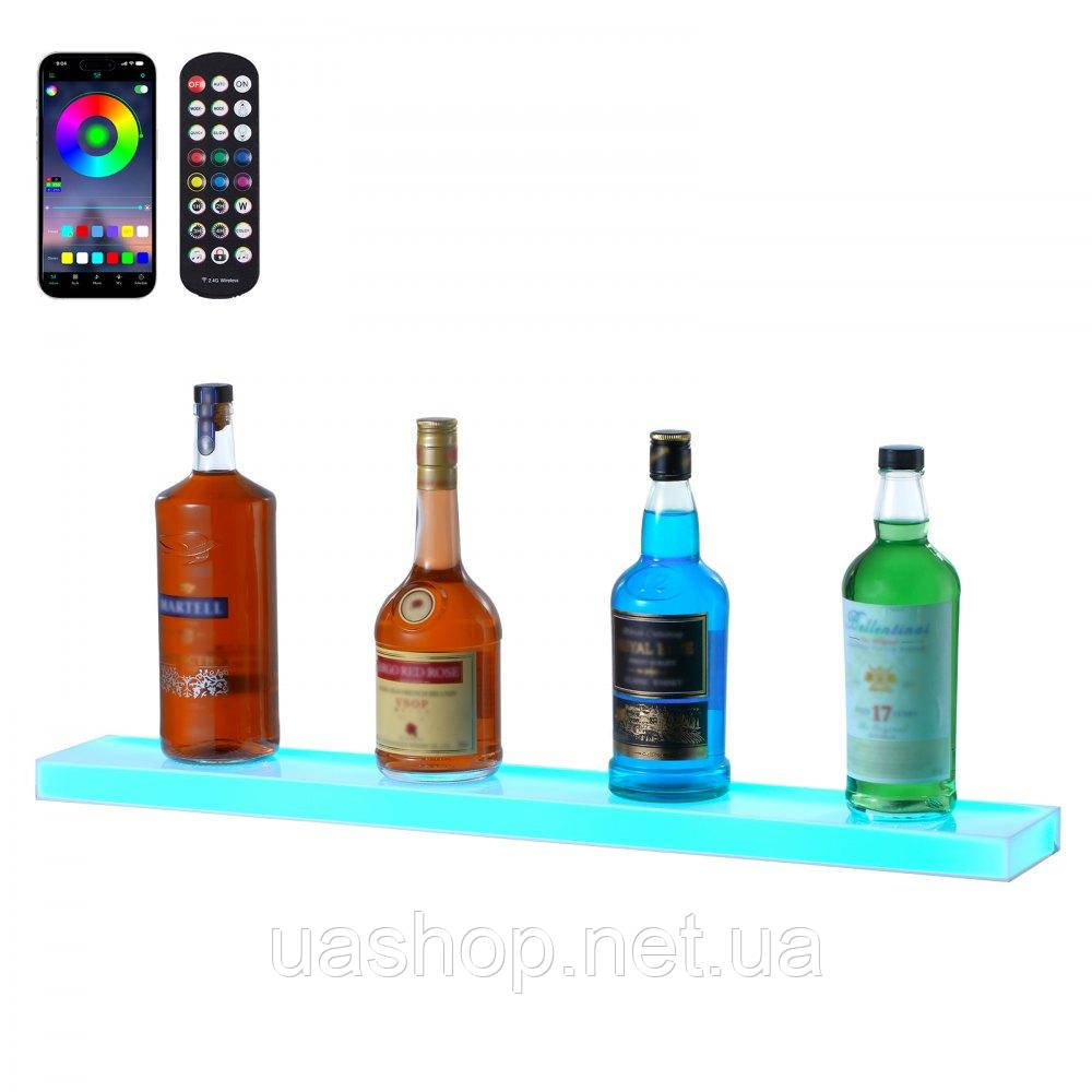Vevor 312454 Bar Shelf Wine Rack Світлодіодне освітлення Настінний 1-рівневий дисплей 762 мм