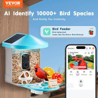 Vevor 313663 Годівниця для птахів з камерою годівниця для птахів дозатор корму 2xсонячні модулі