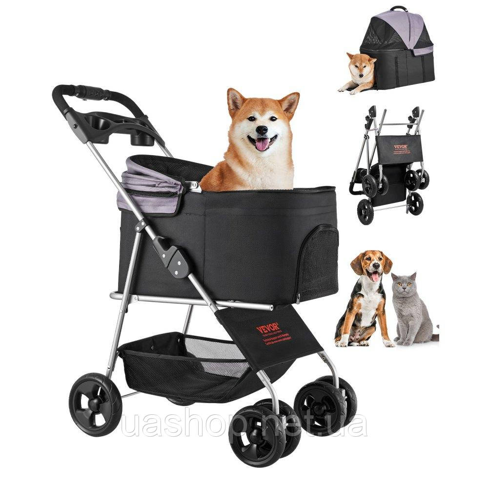 Vevor 313718 Коляска для собак Pet Buggy Foldable 4 Wheels Dog Buggy Домашні тварини до 16,9 кг