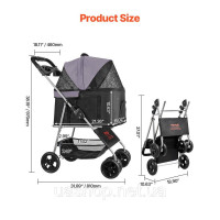 Vevor 313718 Коляска для собак Pet Buggy Foldable 4 Wheels Dog Buggy Домашні тварини до 16,9 кг Vevor 313718 Коляска для собак Pet Buggy Foldable 4 Wheels Dog Buggy Домашні тварини до 16,9 кг
