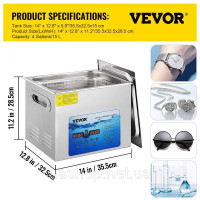 Vevor 313445 Ультразвуковий очищувач Ультразвуковий очищувач 15л 36-40КГц 35x32x28см Vevor 313445 Ультразвуковий очищувач Ультразвуковий очищувач 15л 36-40КГц 35x32x28см