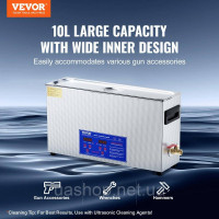 Vevor 313454 10 LУльтразвуковий очищувач Ультразвуковий очищувач пістолета 300 Вт Кошик з нагріванням таймера Vevor 313454 10 LУльтразвуковий очищувач Ультразвуковий очищувач пістолета 300 Вт Кошик з нагріванням таймера