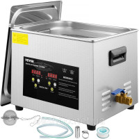 Vevor 313463 Цифровий ультразвуковий очищувач 15L, нагрівач, таймер, 600 Вт, 40 кГц, машина для очищення