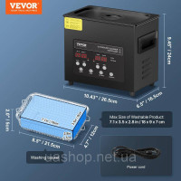 Vevor 313477 Ультразвукова миюча машина 3L з нагрівачем кошика та таймером 120 Вт Vevor 313477 Ультразвукова миюча машина 3L з нагрівачем кошика та таймером 120 Вт