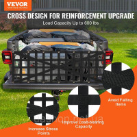 Vevor 314436 Сітка для багажника, 137 x 46 см, сітка для кузова вантажівки з 4 регульованими телескопічними ременями, посилена