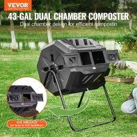 Vevor 317445 Перекидний компостер Компостер Tumbler 162,7 л, барабанний компостер Поворотний двокімнатний перекидний компостер 735 Vevor 317445 Перекидний компостер Компостер Tumbler 162,7 л, барабанний компостер Поворотний двокімнатний перекидний компостер 735