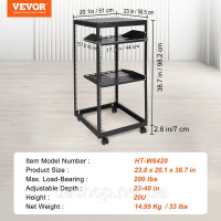 Vevor 316483 Мережевий корпус 20U для серверної стійки з 4 стійками та відкритою рамою, регульований, 58,5-101,6 см/23-40 дюймів