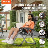 Vevor 317656 шезлонг розкладний шезлонг 66см садовий шезлонг з подушкою сірий Vevor 317656 шезлонг розкладний шезлонг 66см садовий шезлонг з подушкою сірий