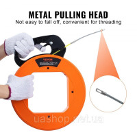 Vevor 316526 Стрічка для натягування Pulling Aid Pulling Tape, спіральна, 60,96 м x 4,7 мм, скловолокнистий кабель