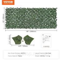 Vevor 317880 Огорожа з плюща, 99x249 см, штучний зелений екран, зелена огорожа з плюща з посиленим з'єднанням, штучні живоплоти з Vevor 317880 Огорожа з плюща, 99x249 см, штучний зелений екран, зелена огорожа з плюща з посиленим з'єднанням, штучні живоплоти з