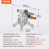 Vevor 316792 Вертикальний насос для мийки високого тиску 7/8
