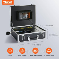 Vevor 318302 Каналізаційна камера для огляду труб, ендоскоп 50 м з екраном 7 дюймів