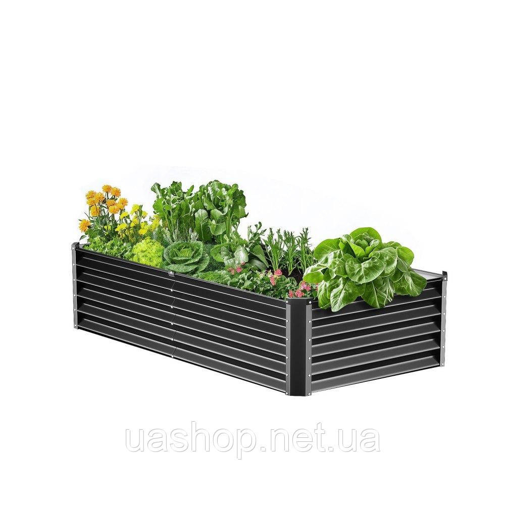 Vevor 317081 клумба металева грядка ящик для рослин 180x90x60см темно-сірий