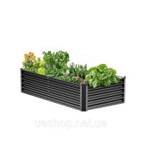 Vevor 317081 клумба металева грядка ящик для рослин 180x90x60см темно-сірий