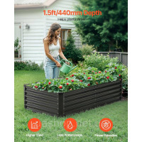 Vevor 317081 клумба металева грядка ящик для рослин 180x90x60см темно-сірий