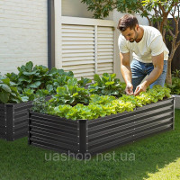 Vevor 317081 клумба металева грядка ящик для рослин 180x90x60см темно-сірий