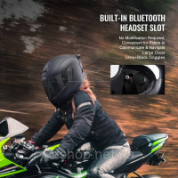 Vevor 310669 Мотоциклетний шолом, повнолицьовий шолом, шолом Smart Street з ABS-пластику та високої щільності з Bluetooth-слотом