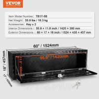 Vevor 310841 Ящик для інструментів Truckbox, ящик для причепа під кузовом, ящик для інструментів 1524 x 432 x 457 мм, ящик для